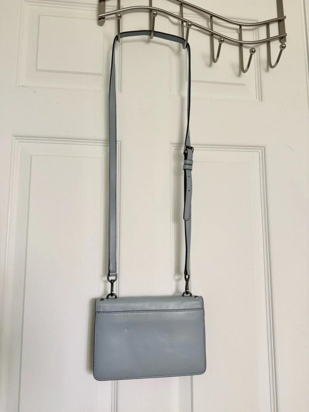 Michael Kors SLOAN Small Studded Leather Crossbody Bag Dusty Blue Gunmetal NWOT